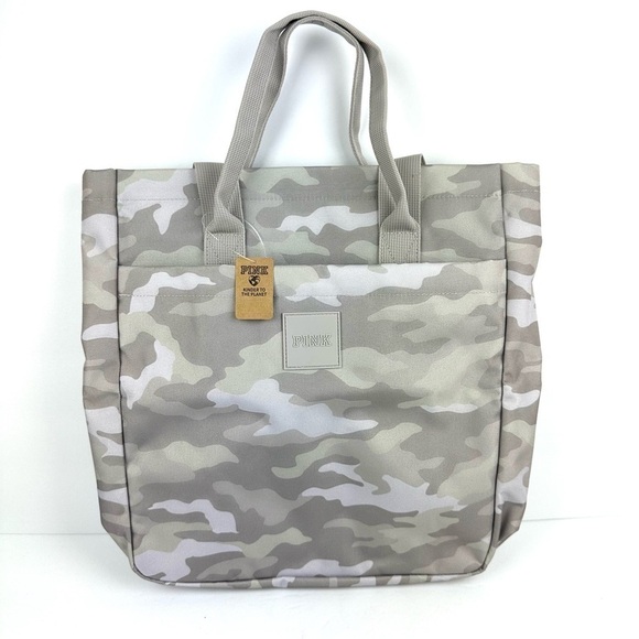 Victoria Secret Pink Convertible Backpack Handbag Tote Gray Camo Brand New - Picture 1 of 10